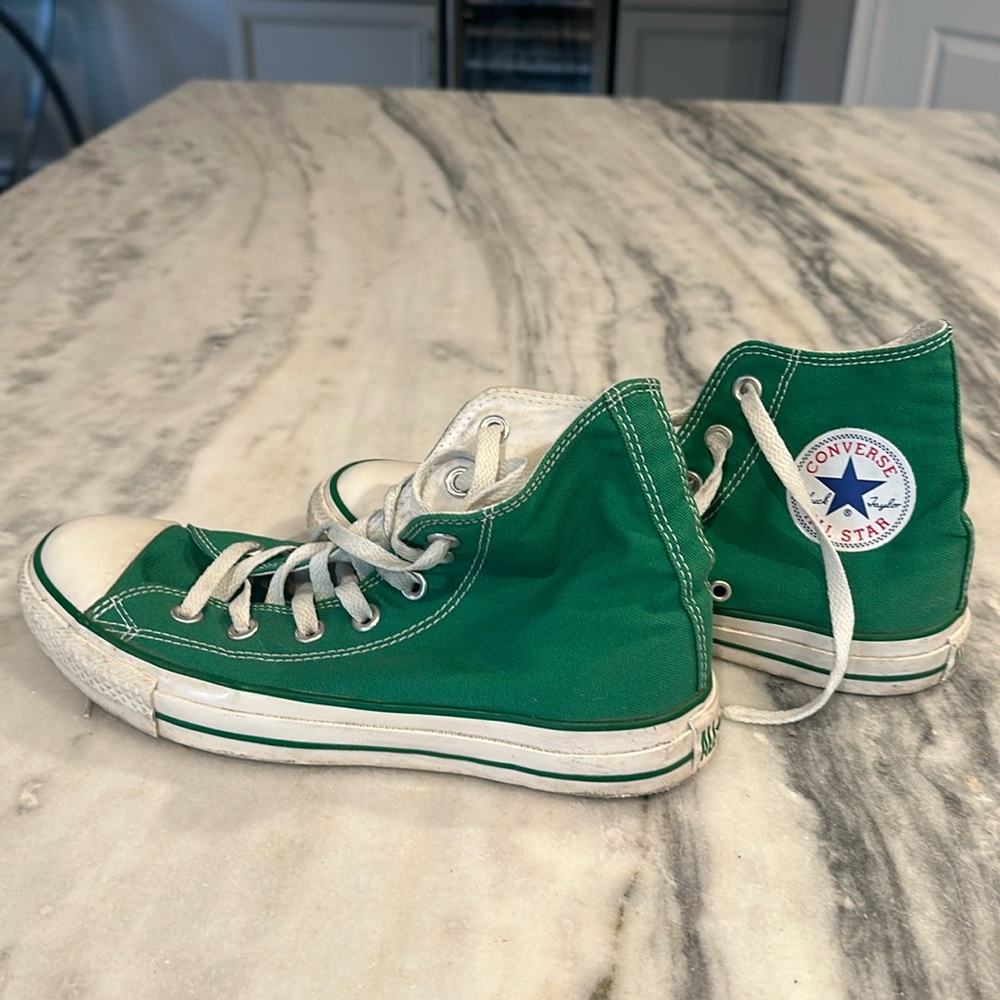 Green high top converse